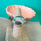 Lined Dome Statement Sterling Silver Ring 