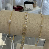 Moon Cut Two Tone Bead Chain Bracelet - 7" or 8"