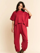 Red Flowy Top & Barrel Pant Set