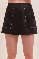 Studded High Waist Skort - Black