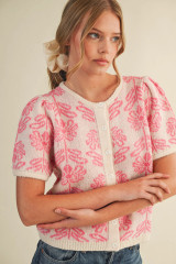 Pink cardigan is soft, feminine and playful