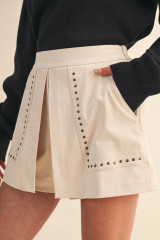 Studded High Waist Skort - Egg Shell