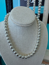 Sterling Silver Artisan Bead Necklace – 10mm 