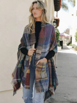 Clearance!  Plaid Pocket Ruana