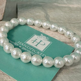 8mm White Glass Pearl Bracelet 