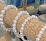 8mm White Glass Pearl Bracelet 