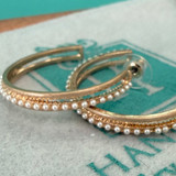 Gold Pearl Twist Hoop Cutout Matte Earrings