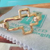 Matte Gold Open Cross Latch Statement Bracelet