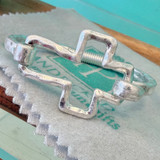 Matte Silver Open Cross Latch Statement Bracelet