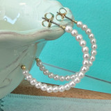 Mini Pearls Hoop Earrings – 1”