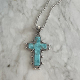 Western Turquoise Cross Pendant Necklace