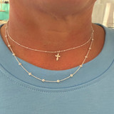 18" Moon Cut Station Bead Necklace