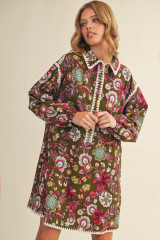 Floral Blanket Stitch Mini Dress