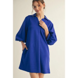 Pleated Dress in Royal