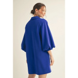 Pleated A-Line Dress with Pockets – Royal