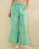 Washed Terry Knit Lounge Pants - Aqua
