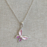 Pink Butterfly Epoxy Necklace
