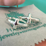 Wide Cross Sterling Silver Oval Hoop 