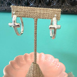 Wide Cross Sterling Silver Oval Hoop 