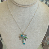 Abalone Palm Tropical Fashion Necklace – Silver Tone