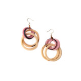 Cascading Connected Hoop Earrings - Pink or Mint with Ivory