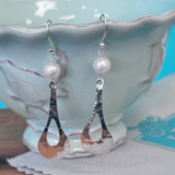 Pearl Hammered Teardrop Dangle Earrings