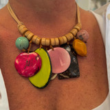 Jackie Statement Dangle Pendant Beads Necklace – Multi