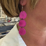 Fuchsia Bali Triple Drop Tagua Earrings
