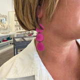 Fuchsia Bali Triple Drop Tagua Earrings
