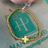 Gold Cross Beaded Stretch Bracelet 