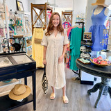 Striped Linen Midi Collared Shirt Dress - Oatmeal 