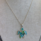 Turtle Epoxy Fashion Necklace – Silver Tone