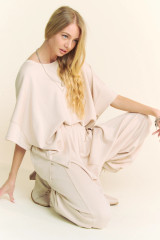 Loungewear Top with Barrel Pant Set