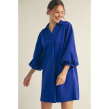 Royal Pleated A-Line Dress with Pockets – Royal