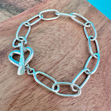 Oval Link Heart Toggle Bracelet