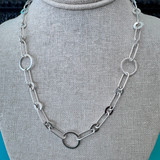 Paperclip & Circle Link Sterling Necklace