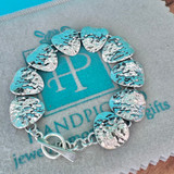 Organic Shape Sterling Silver Link Bracelet 7.5"