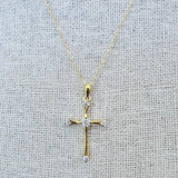 Gold Plated CZ Cross Necklace
