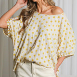 Mustard Polka Dot Printed Flowy & Chic Blouse 
