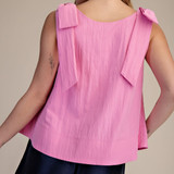 Pink Bow Shoulder Scoop Neck Top