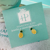 Pineapple Sterling & Enamel Stud Earrings