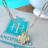 18K Matte Gold Hammered Cross Necklace 