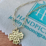 18K Matte Gold Hammered Cross Necklace 