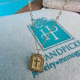 Cross Card Necklace – Gold Plated Brass, 16"+2" Adjustable