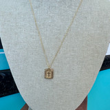 Cross Card Necklace – Gold Plated Brass, 16"+2" Adjustable