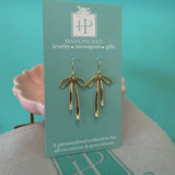 Gold Plated Dangling Bow Earrings 
