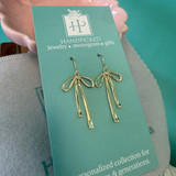 Gold Plated Dangling Bow Earrings 