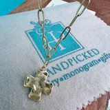 Hammered Square Cross Paperclip Chain