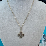 Hammered Square Cross Paperclip Chain