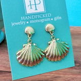 Two Piece Drop Clam Shell Earrings